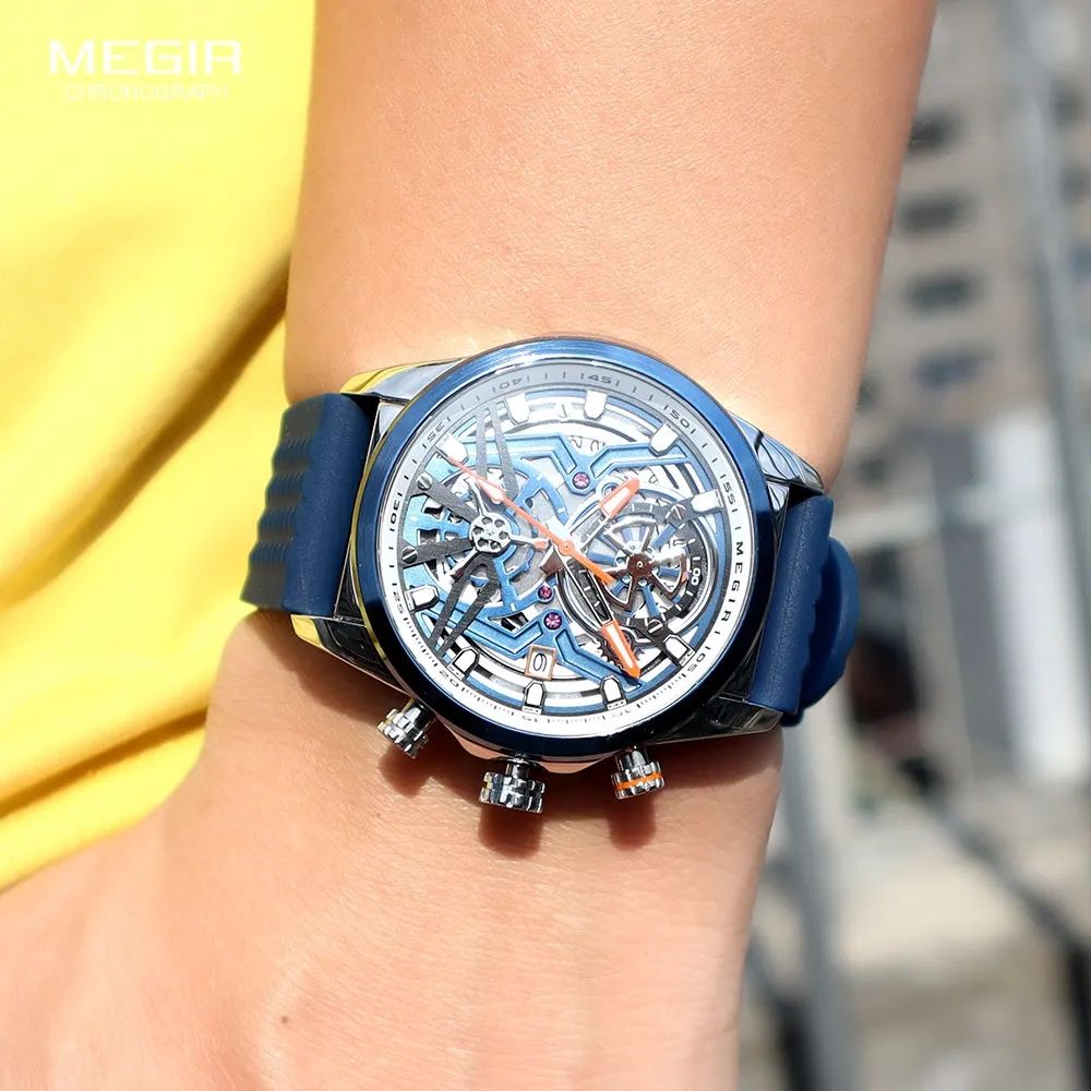 MEGIR 2235 Men's Luxury Sports Wristwatch with Luminous Dial, Silicone Strap & Calendar - Kasbah Souq