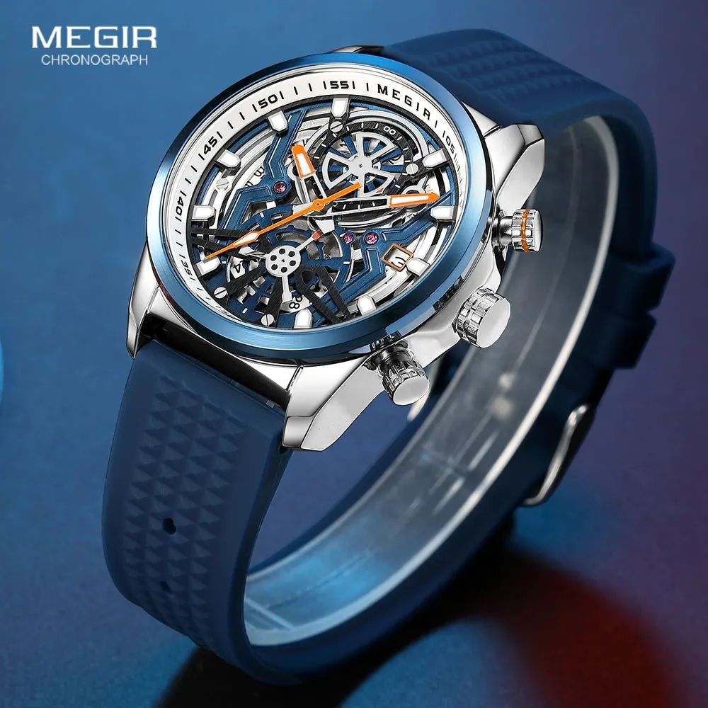 MEGIR 2235 Men's Luxury Sports Wristwatch with Luminous Dial, Silicone Strap & Calendar - Kasbah Souq
