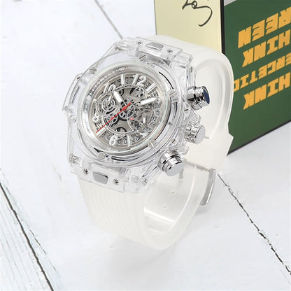 Men's Luxury Business Watch – Hollow Dial, Quartz Movement, Silicone Band - Kasbah Souq