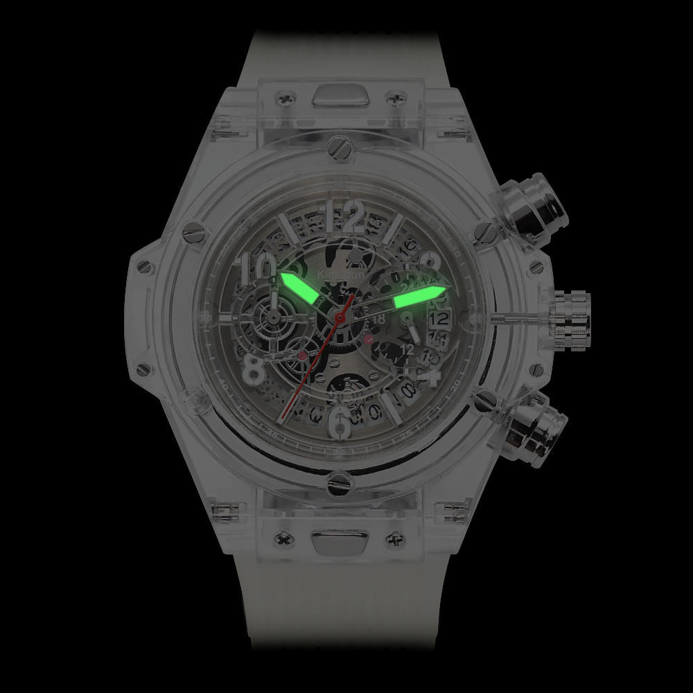 Men's Luxury Business Watch – Hollow Dial, Quartz Movement, Silicone Band - Kasbah Souq