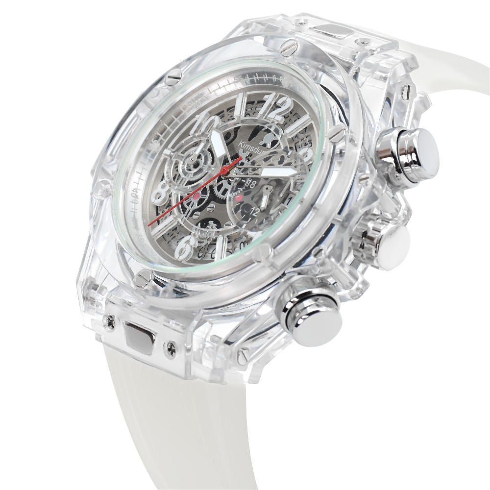 Men's Luxury Business Watch – Hollow Dial, Quartz Movement, Silicone Band - Kasbah Souq