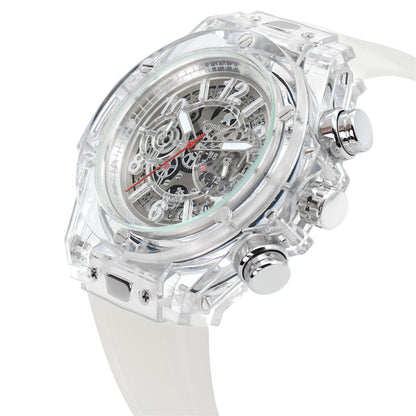 Men's Luxury Business Watch – Hollow Dial, Quartz Movement, Silicone Band - Kasbah Souq
