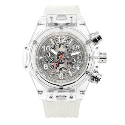 Men's Luxury Business Watch – Hollow Dial, Quartz Movement, Silicone Band - Kasbah Souq