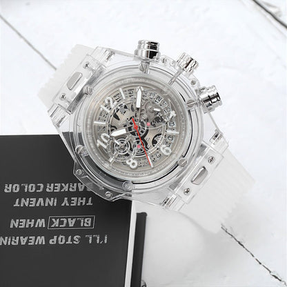 Men's Luxury Business Watch – Hollow Dial, Quartz Movement, Silicone Band - Kasbah Souq
