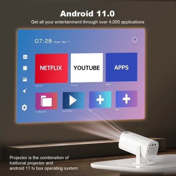Mini Smart Android Portable Projector - 4K home theater Projector - Kasbah Souq