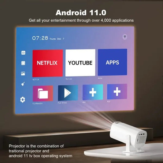 Mini Smart Android Portable Projector - 4K home theater Projector - Kasbah Souq